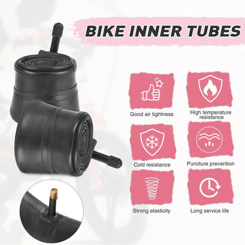 Pink 20x2.125 Bike Tire With Tube Pack Of 2 For Kids Bikes Fits Most 20 Inch Bicycles BMX Replacement Tires Tubes And Levers Included Foldable And BPA Latex Free Universal Fit inner tubes with features diagram