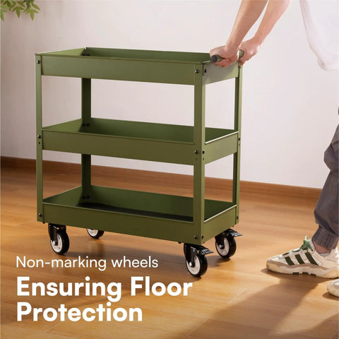 Green cart with heavy duty caster wheels with brakes for carts and furniture, ideal for smooth rolling on wood floors, 4 pack.
