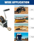 Beefy Heavy Duty Boat Trailer Winch With 5m Black Strap Hand Crank Gear Winch For Towing Up To 800 Lbs Rust Resistant Steel Body