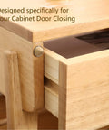 Ultra Slim Magnetic Cabinet Door Catch For Sliding Cabinets And Closets, Stainless Steel Drawer Latch, no screws, installed on a wooden cabinet