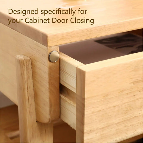 Ultra Slim Magnetic Cabinet Door Catch For Sliding Cabinets And Closets, Stainless Steel Drawer Latch, no screws, installed on a wooden cabinet