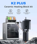 K2 Plus Ceramic Heating Block Kit With Unicorn Quick Swap Nozzle Kit for 3D Printer, showcasing all-metal design and ceramic heater.