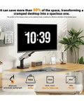 Top Shelf Rotating Mechanical Monitor Arm Desk Mount Flexible Angles Fits Up To 2 Screens Ergonomic Setup For 13 To 32 Inch LCD Displays Heavy Duty Slick Rotation Daily Driver in an office setup