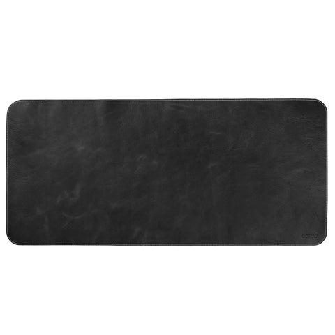 Top Grain Leather Extended Mouse Pad For Office And Gaming Large Desk Mat with non-slip black surface, shown flat on white background.