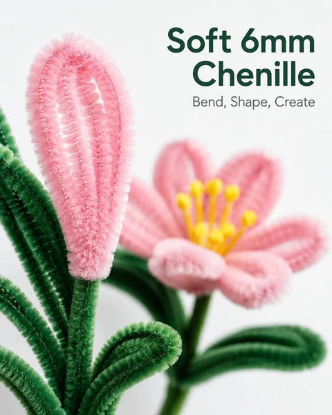 DIY Pipe Cleaner Flower Kit For Adults With Step By Step Video Tutorials 600 Piece Chenille Stem Craft Set For Beginners