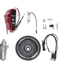 Honda Electric Start Kit Starter Motor With Flywheel Switch For GX240 8HP And GX270 9HP components laid out