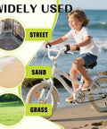 Child riding bike with Two Pack 16X2.125 Bike Tires With Inner Tubes And Tire Levers For 16/18/20 Inch Kids Bikes And BMX White on sand