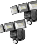 Alkaline Battery Motion Sensor Outdoor Lights 750LM Wireless Flood Lights With 5000K IP65 LED Security Lighting, 3 Head Outdoor