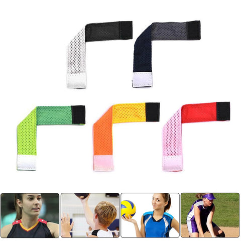 Colorful jersey sleeve bands with hook and loop fasteners sleeve straps for shirts to keep sleeves in place during sports activities.