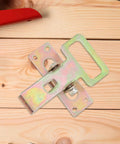Heavy Duty Sofa Connector Buckles For A Rock Solid Couch Setup, interlocking iron linkage on wooden background.