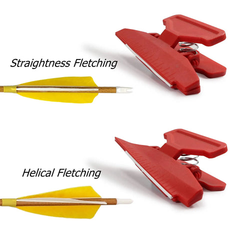 Fletching Jig With Straight Helix Clamps Adjustable Fletch Tool Feather Stick Kit For DIY Arrow Repairs And Bolt Tuning In Red