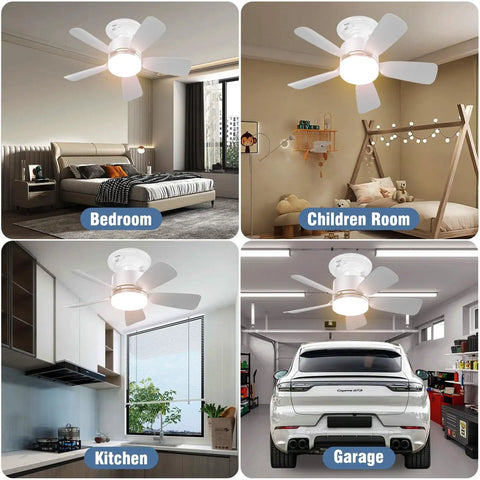 17.5 Inch Socket Fan Light With Remote, 25W LED Ceiling Fan, 1600 Lumens installed in bedroom, children room, kitchen, garage