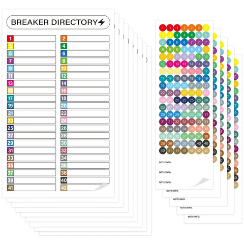 Breaker Panel Labels Kit for Electrical Boxes and Load Centers, Waterproof Adhesive Stickers With Catalog and Number Labels