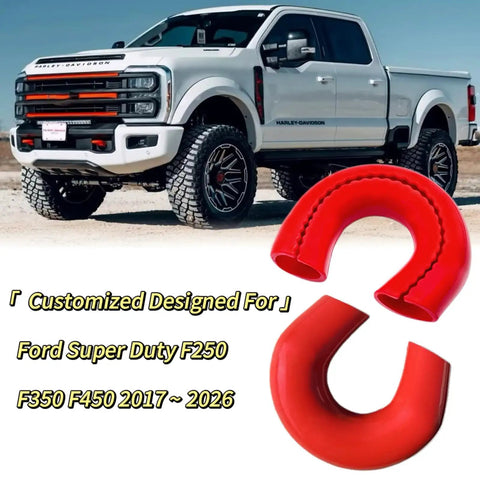 Ford Super Duty Red Tow Hook Covers for F250 F350 F450 2017 Through 2026 Easy Install Tow Hitch Cover Kit Durable ABS