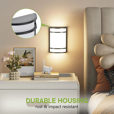 Elekeed LED Indoor Wall Mount Light Fixture, Matte Black Wall Sconce Lighting, half cylinder design, bedside application.