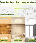 32 Inch Oval Led Flat Panel Light White 38W 3800 Lumens Killer Bright Edge Lit Dimmable Flush Mount Ceiling Fixture With 3000K 4000K 5000K Cct Selectable And 120 Degree Beam Angle ETL Listed showing selectable color temperature settings