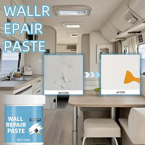 Wall Repair Paste For Quick Fix And Seamless Finish, Waterproof Drywall Crack Filler, before and after repair in a kitchen