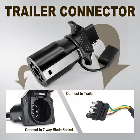 7 Pin To 4 Pin Trailer Adapter 7 Way Blade To 4 Way Flat Trailer Plug Waterproof Connector for RV Truck Caravan Utility