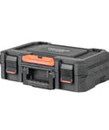 TradeStack System Tool Box With Water Resistant Construction 21 Inch Heavy Duty Storage Case in black, front view