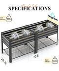Beefy Raised Garden Bed On Legs With Storage Shelf, Galvanized Elevated Planter Box For Backyard, Patio Or Balcony, 600 Lb Capacity, Deep 11.8 Inch Bed, Dark Grey, 70.9 By 22.8 By 31.5 Inches.