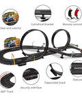 Totally Electric Slot Car Race Track Set For Kids Dual Color Cars Loop Flyover Beginner Friendly Easy Assembly shown in layout diagram