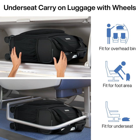 underseat carry-on luggage 16 inch fitting overhead and foot spaces