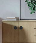 Recessed Pocket Door Pull Handles 2 And 3 Quarter Inch Round Finger Flush Pulls for Barn Doors Matte Black 304 Stainless Steel on cabinet