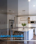 Kitchen with 12 Pack 6 Inch Ultra Slim 5CCT LED Recessed Downlights, highlighting dimming feature from dark to bright.