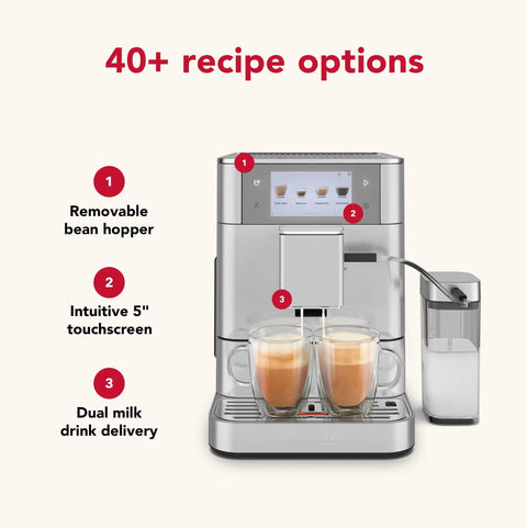 Sleek And Straight Up Fully Automatic Espresso Machine With Removable Bean Hopper One Touch Frothing System Forty Plus Barista Grade Cups Smooth Stainless Steel Housing For Daily Use with intuitive touchscreen and dual milk delivery.