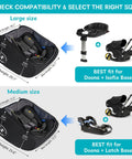 Diagram showing large and medium Padded Car Seat Travel Bag For Airplane Use Fits Doona Car Seat Stroller With Isofix Base.