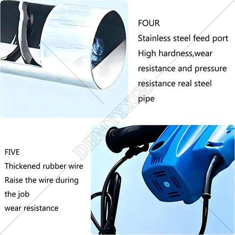 Stainless steel feed port and thickened rubber wire for Heavy-Duty Screw Conveyor 1500W Electric Auger For Sand Cement Pellets And Fertilizers 2m Long