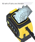 4 In 1 Laser Tape Measure With Cross Line Laser Retractable Tape 328 Ft Laser Range And 16 Ft Tape Fast Accurate Measurements For DIY Home Reno And Pro Builds yellow display storing 50 data sets