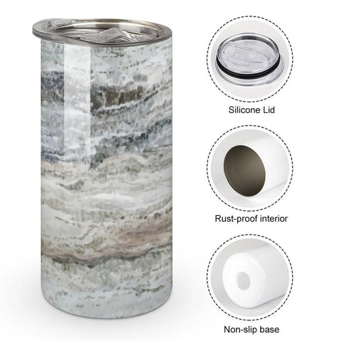 Decorator Grey Granite Stone Look Gradient Water Cup Made From 304 Stainless Steel With Leak Proof Lid Thickened Base And Grab And Go Portable Design For Outdoor Travel And Daily Use