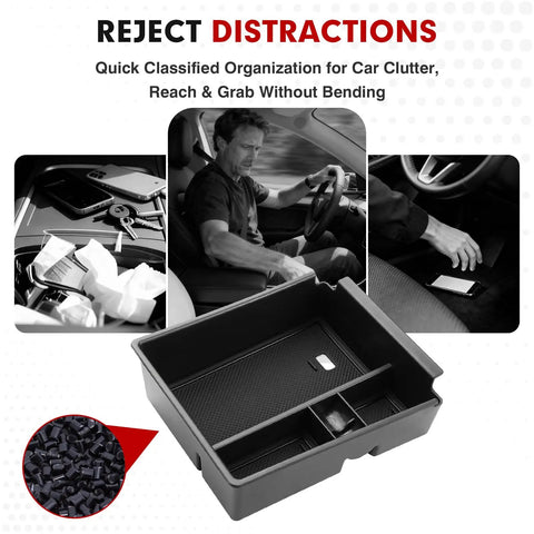 Center Console Organizer For Hyundai Santa Cruz 2022 2026 Armrest Storage Box With Black And Red Non Slip Silicone Mats