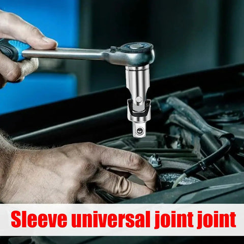 Rock Solid 3 Piece Universal Joint Socket Set With Rotatable Swivel Head For Tough Jobs And Confined Spaces That Make Any DIYer's Toolkit Smaller Yet Super Versatile And Way More Efficient, chrome steel used in engine bay