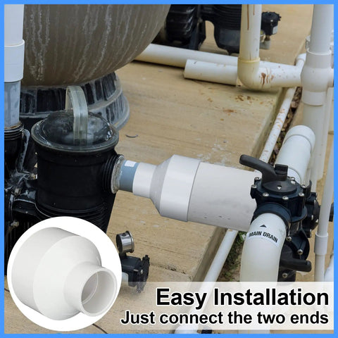 2 Pack 4 Inch By 2 Inch PVC Reducer Coupling Adapter Socket To Socket Fittings Schedule 40 Slip DWV installed in pool system