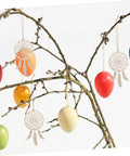 50 Piece Wooden DIY Dream Catchers Kit Unfinished Hollow Wall Hangings Boho Ceiling Decor Paintable Wood Craft Ornaments for Bedroom and Home Projects Great for Wall Art and Cozy Room Vibes, hanging on branch with balloons