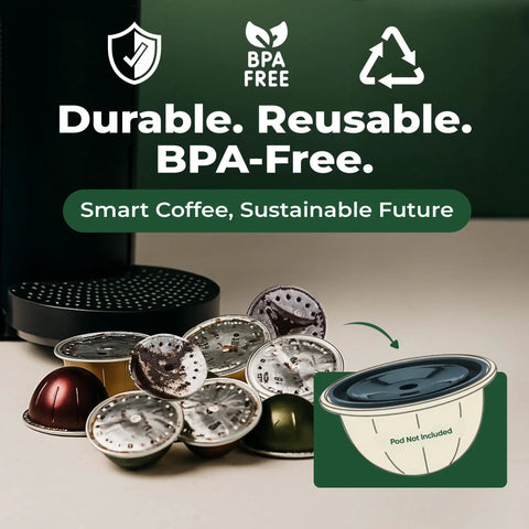 Reusable Coffee Capsule Lids For Nespresso Vertuo Refilling Pods For All VertuoLine Machines Budget Friendly shown with capsules.