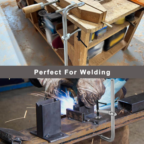Heavy Duty F Clamps 4 Pack With 4-3/4 Inch Throat Depth, 12 Inch Opening, And 1200 Lbs Clamping Force for welding and woodworking