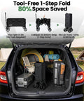 Foldable Utility Wagon With 42 Inch Telescoping Handle And All Terrain Wheels in car trunk with camping gear and suitcases