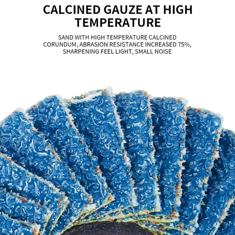 Close-up of zirconia flap discs from 20 PC 2 Inch Zirconia Mini Flap Discs Quick Change Sanding Set With Grit 40 60 80 120 Includes Quarter Inch Pad Holder
