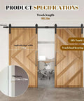 Heavy Duty 8 Ft Double Sliding Barn Door Hardware Kit In Black Carbon Steel With J-Shape Track For Two Doors installed view