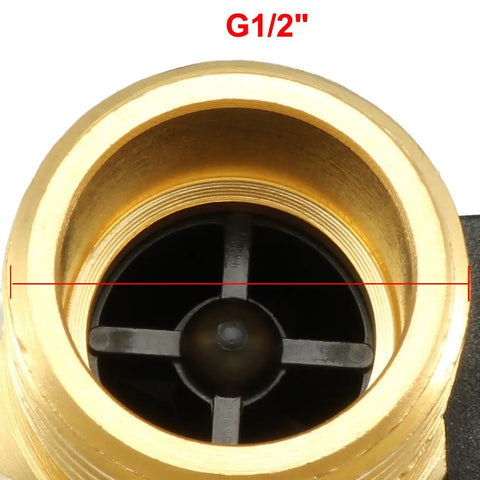 Close-up of Hall Effect Water Flow Sensor Switch for Liquid Water Flowmeter, 1-30 Liters Per Minute, DC 5V, G1/2 thread view.