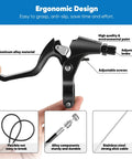 Close-up of brake lever from V-Type Bike Brake Set With Front And Rear Calipers, Universal MTB Brakes, highlighting ergonomic design.