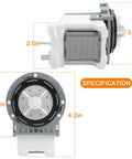 Samsung Washer Drain Pump Beefed-Up Upgrade DC31-00178A DC31-00187A PX3516-01 size view with measurements and wire guard