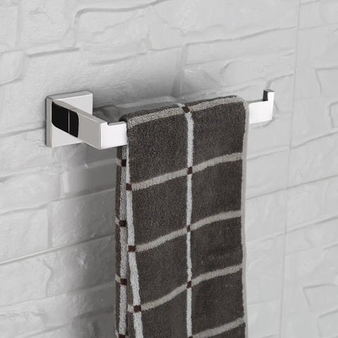 Square Polished Chrome Bathroom Accessories Set, 24-Inch Wall Mounted Towel Bar Kit With Hand Towel Bar