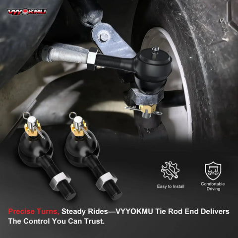 Club Car DS Tie Rod Ends Kit With Grease Fitting For 1976 Through 2008 Gas And Electric Golf Carts Two Left Hand And One Right Hand Replacement Ball Joints For Precise Steering And A Smoother Ride You Can Feel