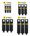 Heavy Duty Cable Organizer Straps 12 Pack For Hanging On Wall In Garage RV And Home Use Keeps Cords Tidy And Tangle Free For Extension Cords And Gadgets, with 3 sets each of 7in, 10in, 13in, and 17in sizes displayed.
