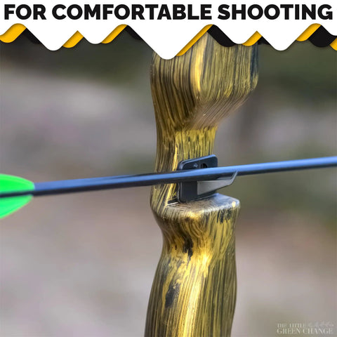 Close-up of black plastic arrow rest on a bow, Three Pack Arrow Rest For Compound Bows And Recurve Bows Black Plastic Bow Rest