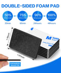 Double Sided Adhesive Pads Heavy Duty 3mm Foam Tape 48 Pcs Pre Cut Waterproof Mounting Tape displaying thickness and dimensions.